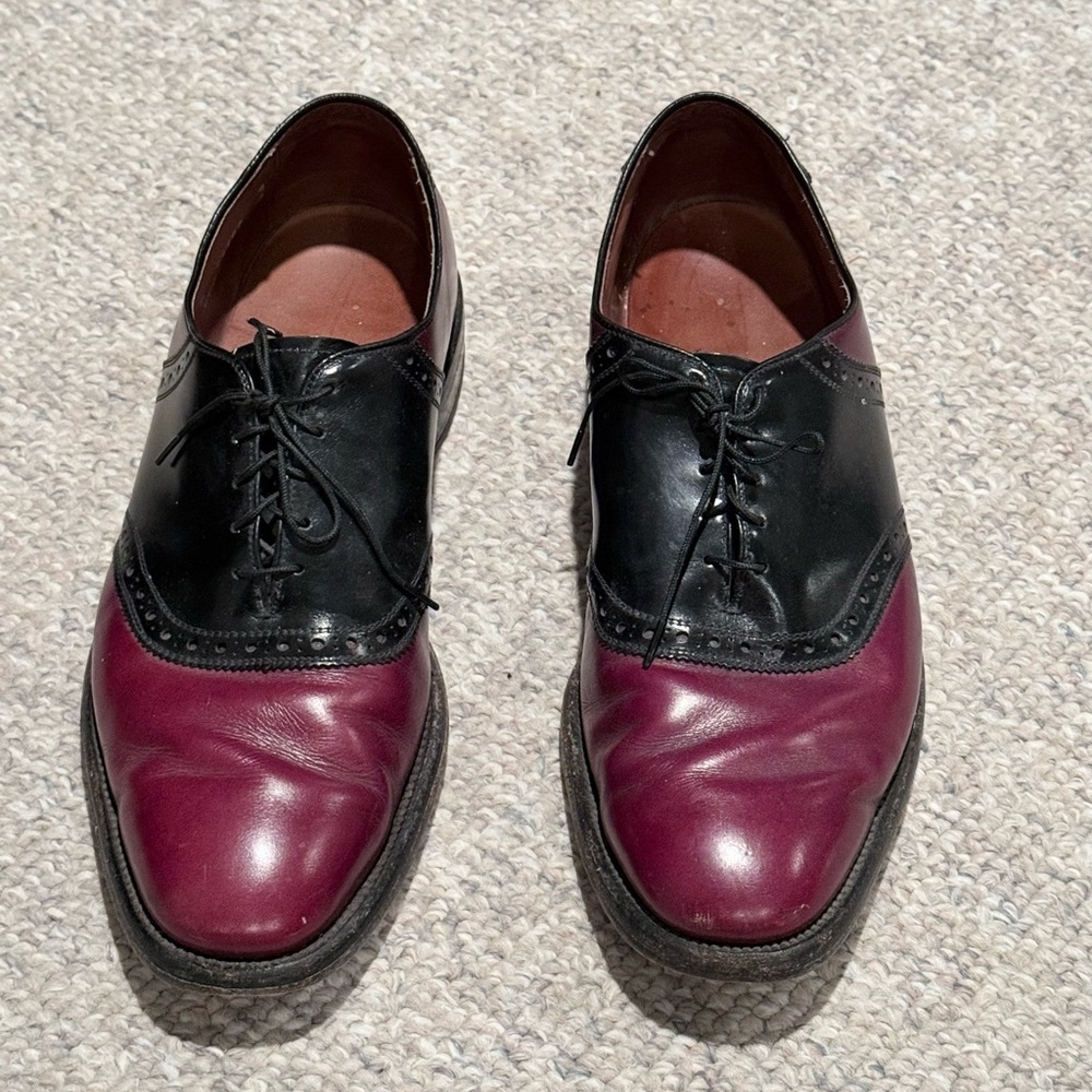 Allen Edmonds Leather Oxford Dress Shoes Men’s Size 10 Burgundy & Black
